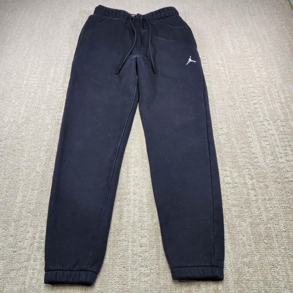 Nike Jordan Pants Men XS Essential Heavy Cotton Fleece Joggers Black Training